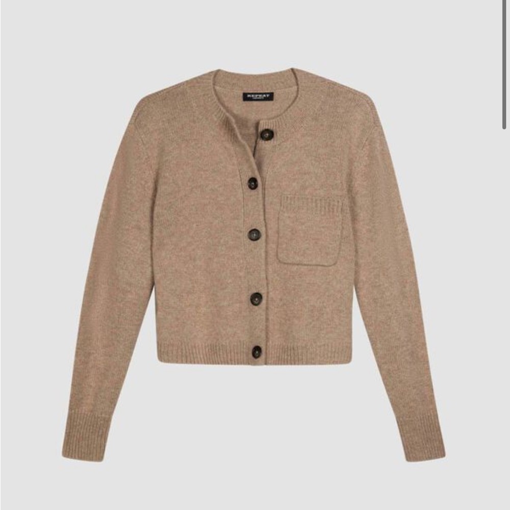 Repeat Cropped Chunky Knit Cashmere Cardigan Size S